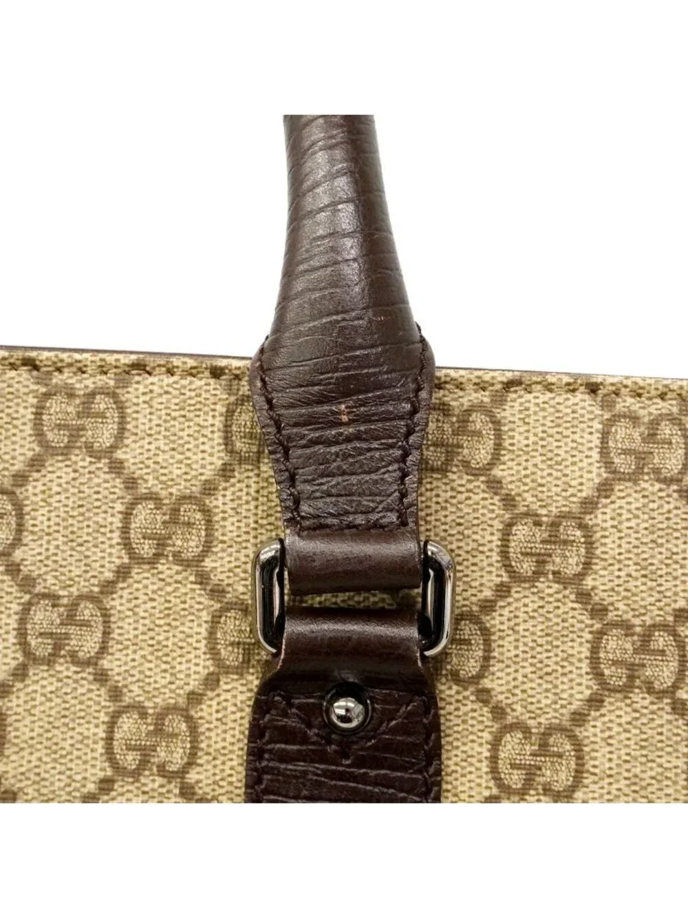 Gucci Handbag GG Supreme Brown Silver